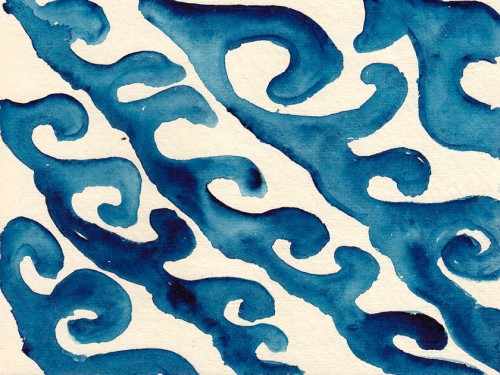 “Around the Blue 17” 2011 (watercolor on paper, 5 x 6")