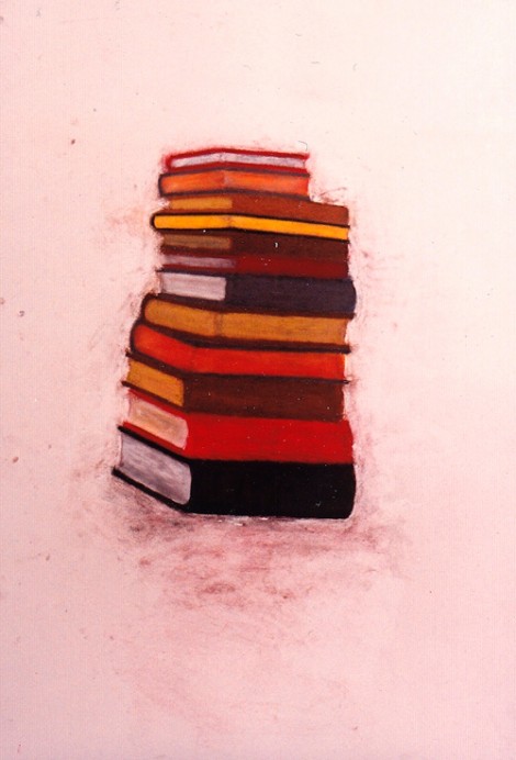 “Books” 1994 (pastel on paper, 41 x 30") Private collection.