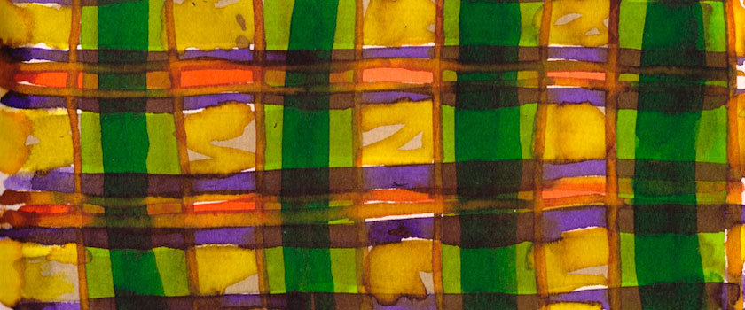 “Tartan Sketch 6” 2012 (ink on paper, 3.5 x 8.25")