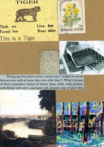 “This Is a Tiger” 1994 (mixed media collage on paper, 7 x 5")