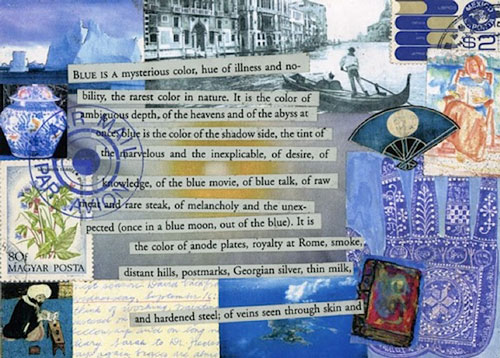 “Blue” 1994 (mixed media collage on paper, 5 x 7")