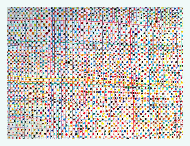 “Dotty” 2018 (ink and colored pencil on paper, 25 x 40") Private collection.