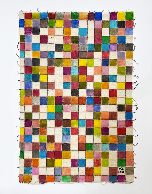 “Palette” 2021 (ink on Nepal gridded string paper, 30 x 22") Private collection.