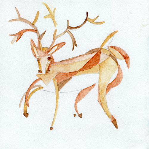 “Deer” 2020 (watercolor on paper, 6 x 6")