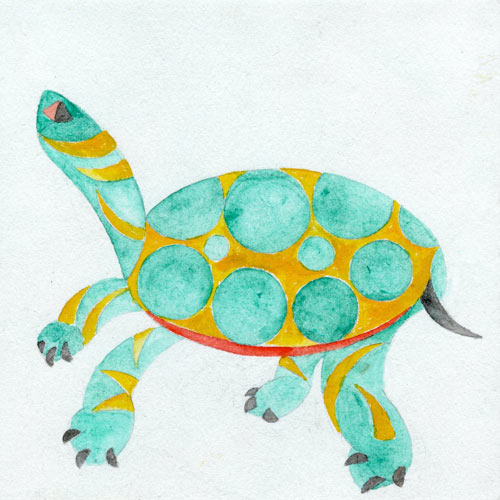 “Turtle” 2020 (watercolor on paper, 6 x 6")