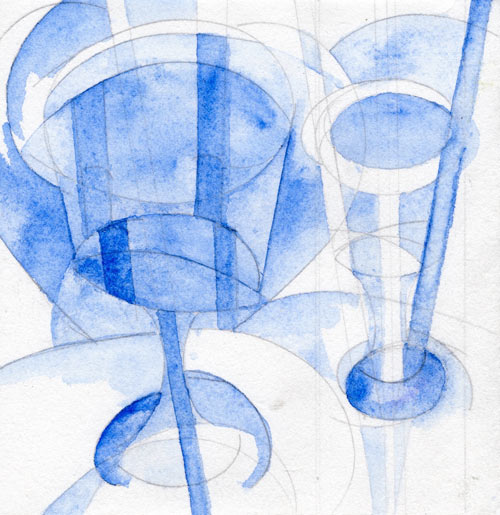 “Wine Glasses” 2020 (watercolor on paper, 6 x 6")